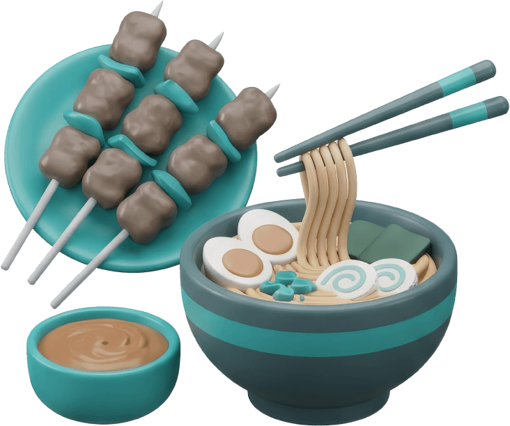 Illustration of international halal dishes and cuisine